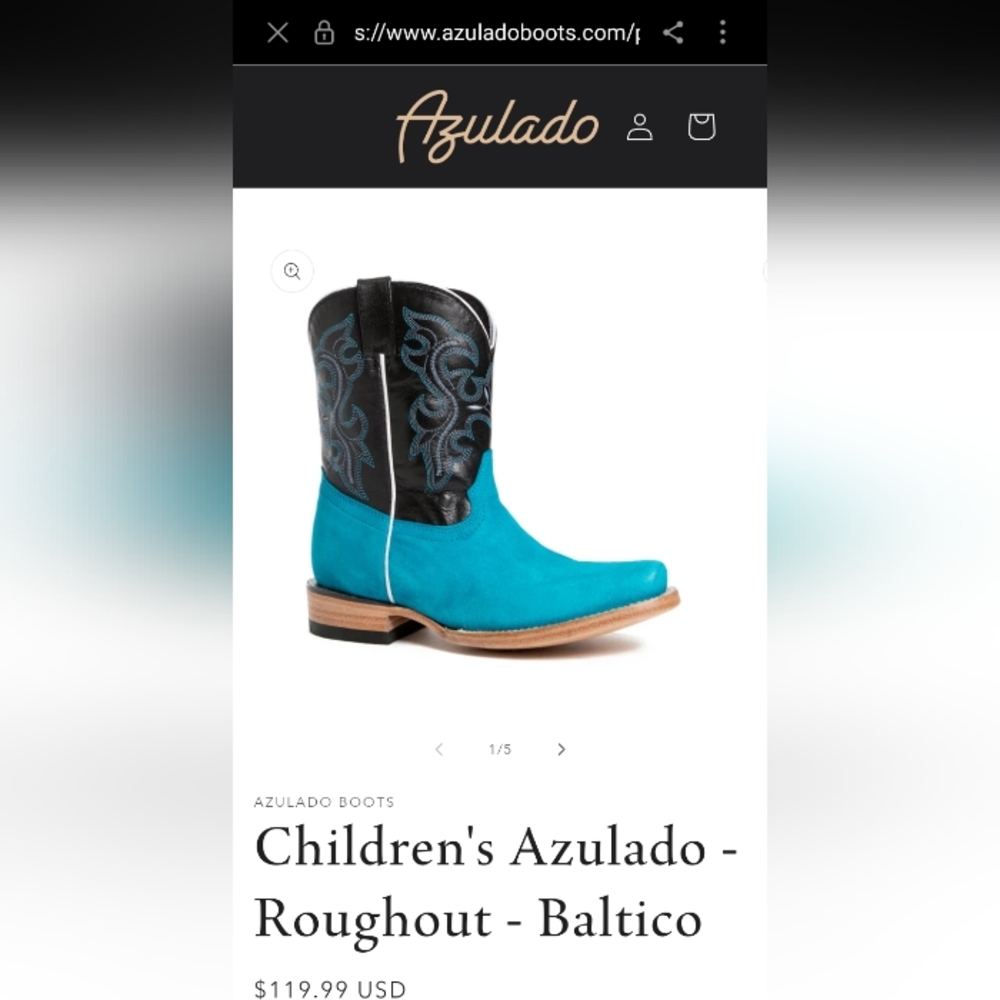 Children's Azulado (roughout) cowboy boots size 7